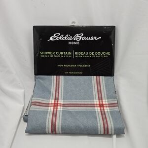NWT Eddie Bauer Home Polyester Shower Curtain 72x72 In Plaid Pattern Oeko-Tex
